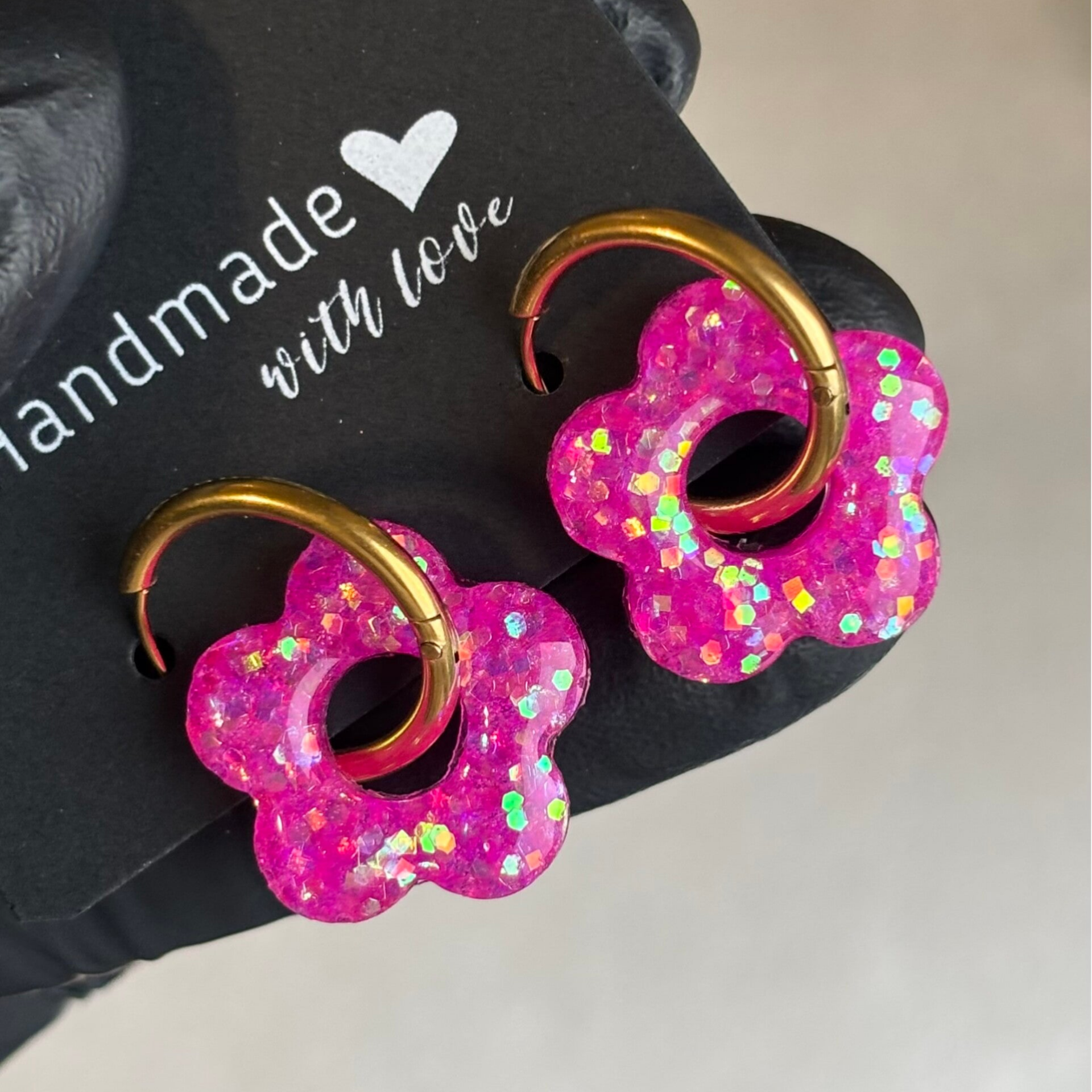 Créoles fleurs interchangeables paillettes moyennes