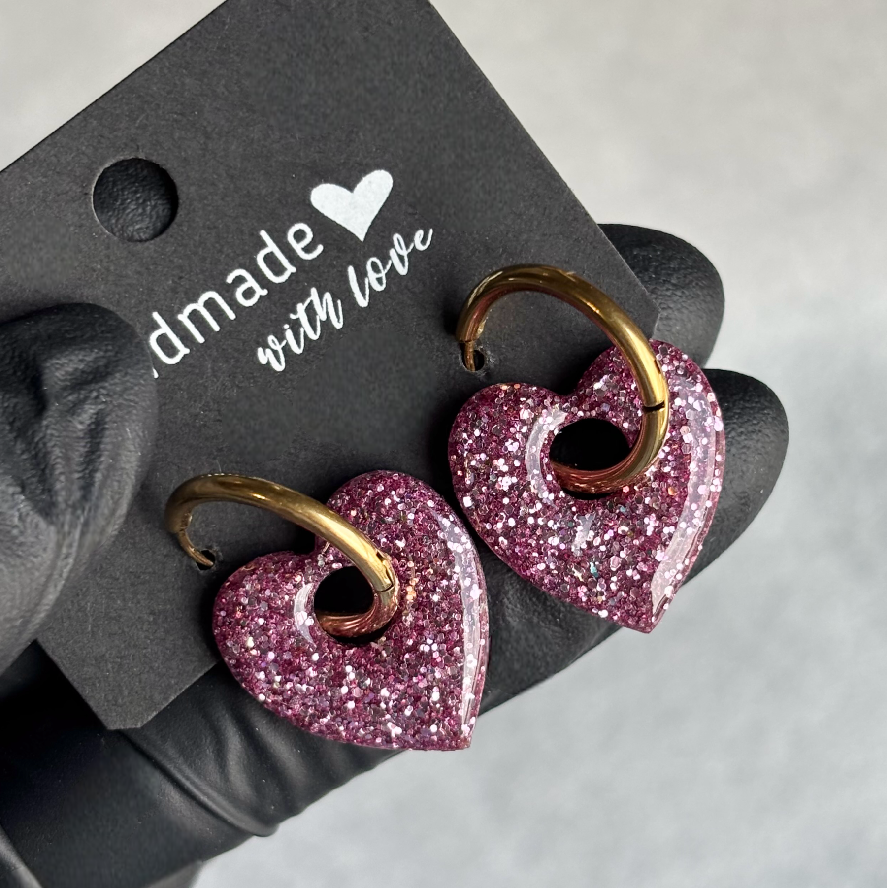 Créoles coeurs interchangeables paillettes fines