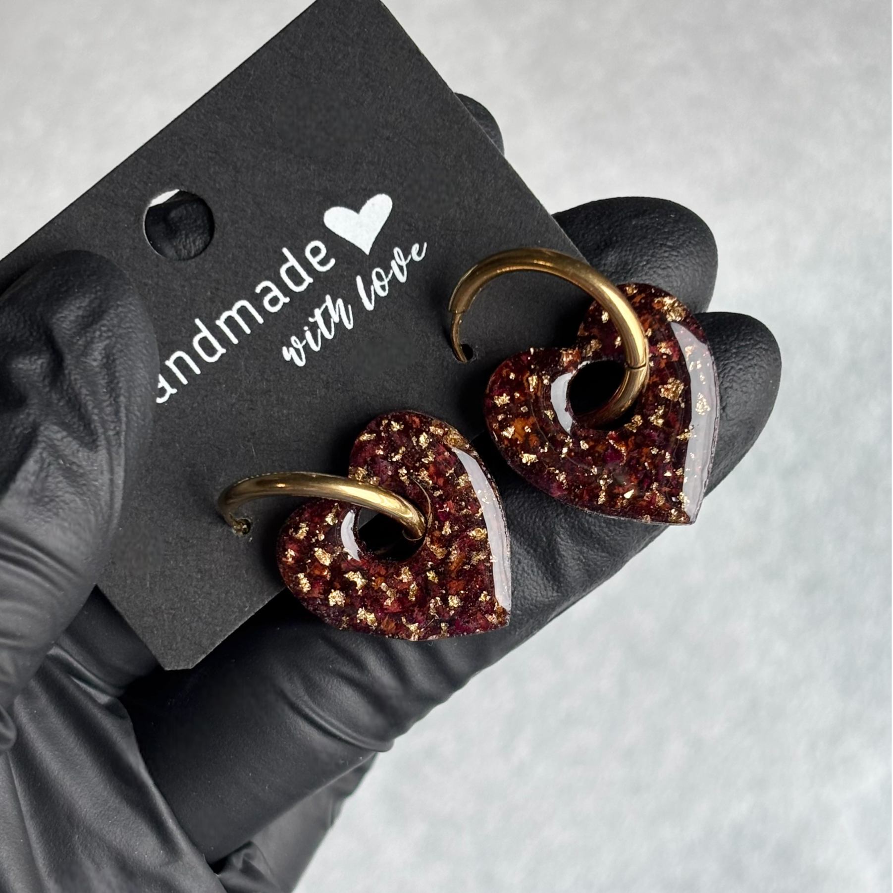 Créoles coeurs interchangeables pétales de roses