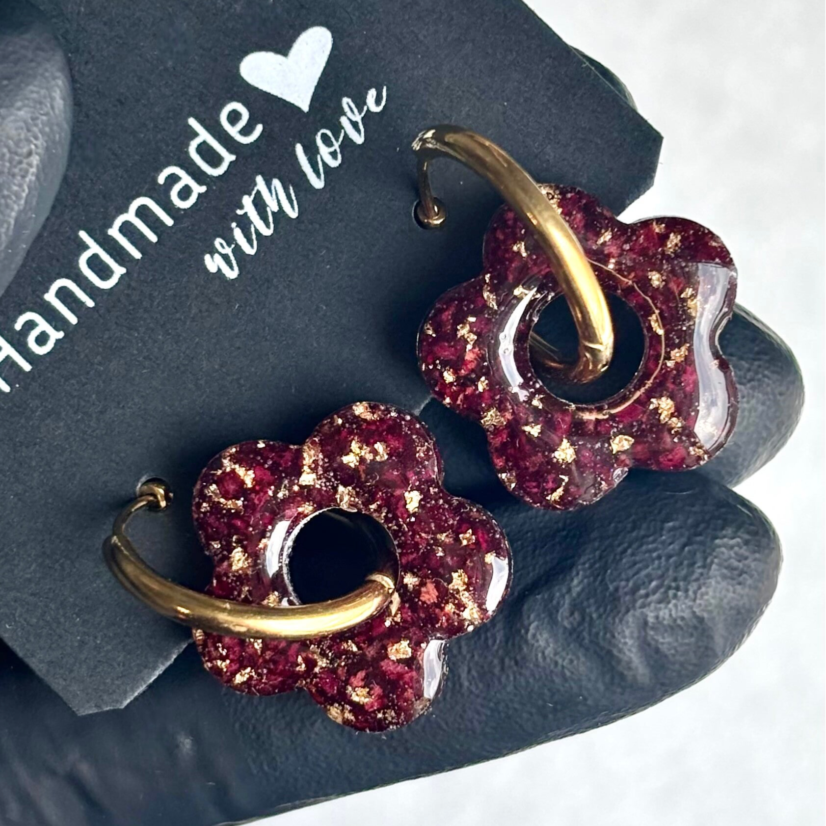 Créoles fleurs interchangeables pétales de roses