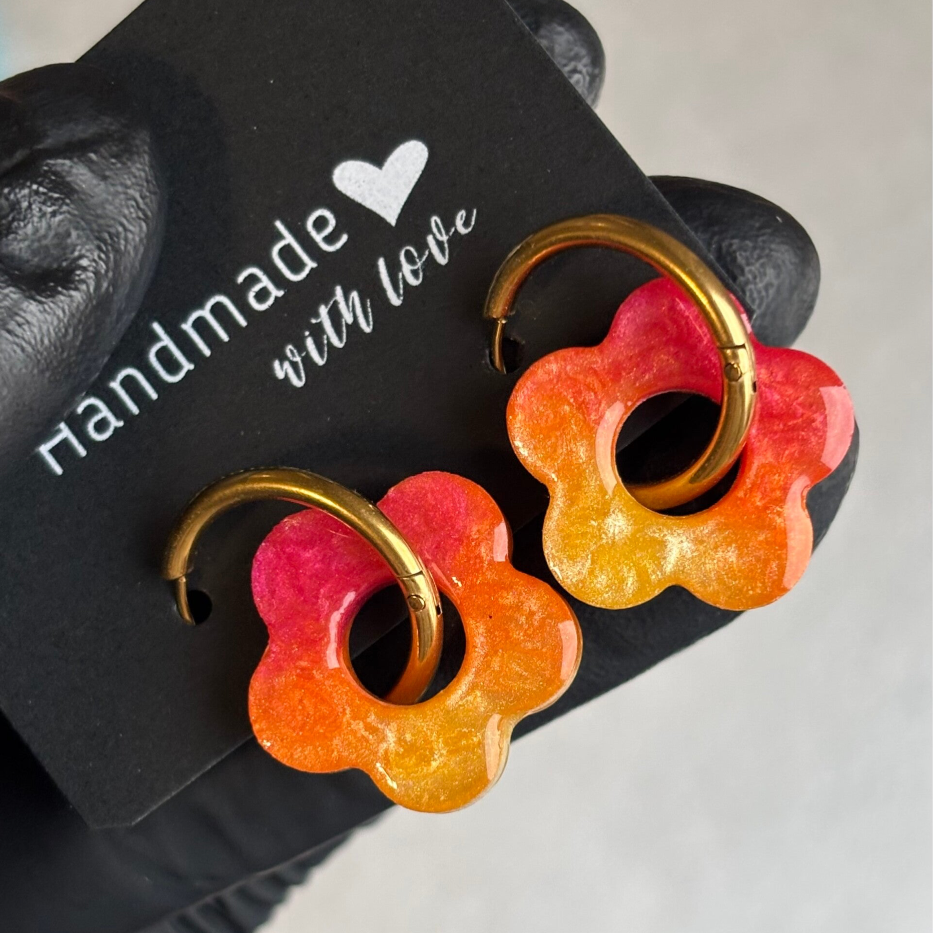 Créoles fleurs interchangeables tricolores