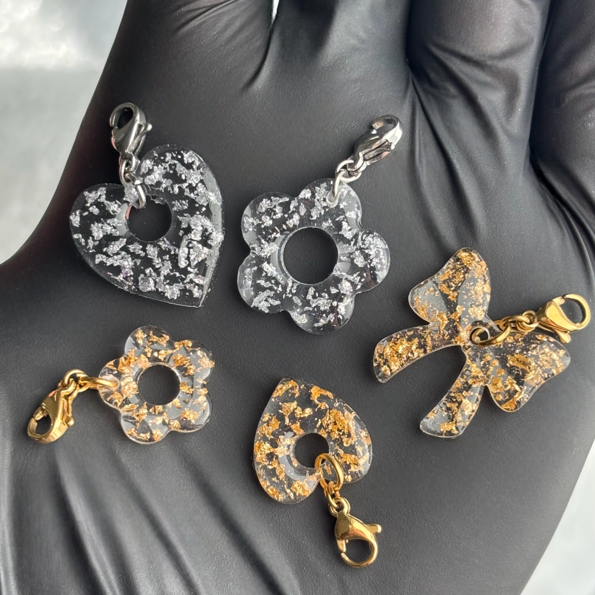 Breloques interchangeables feuilles métallisées