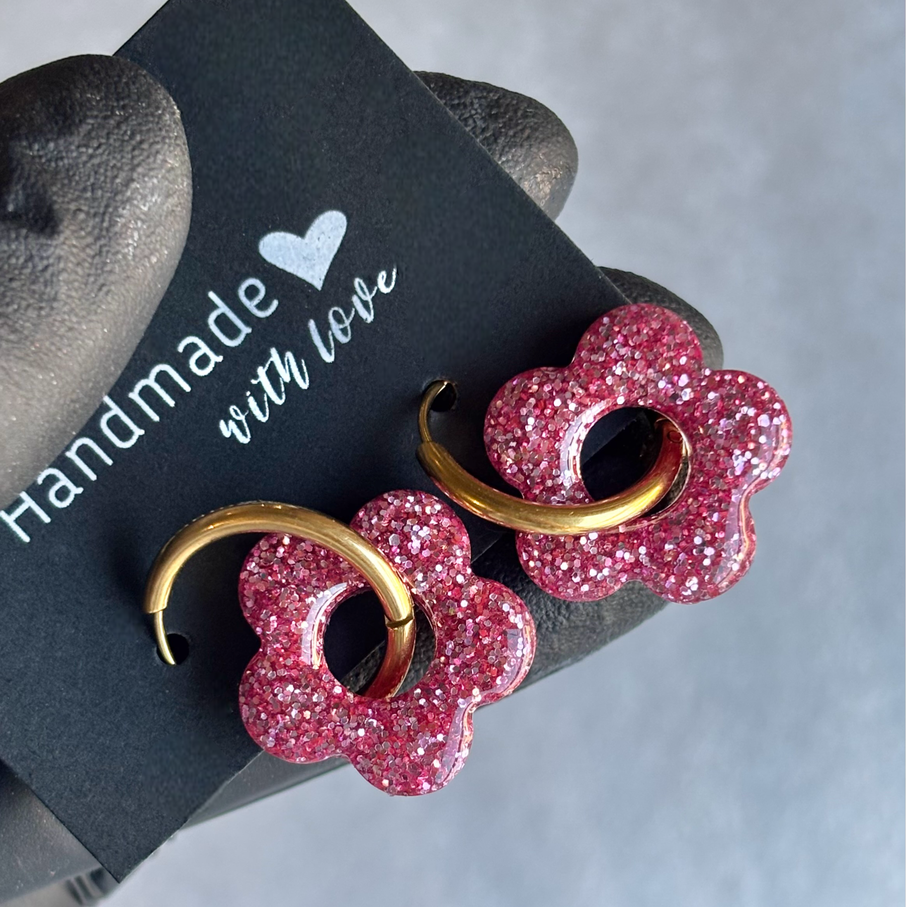 Créoles fleurs interchangeables paillettes fines