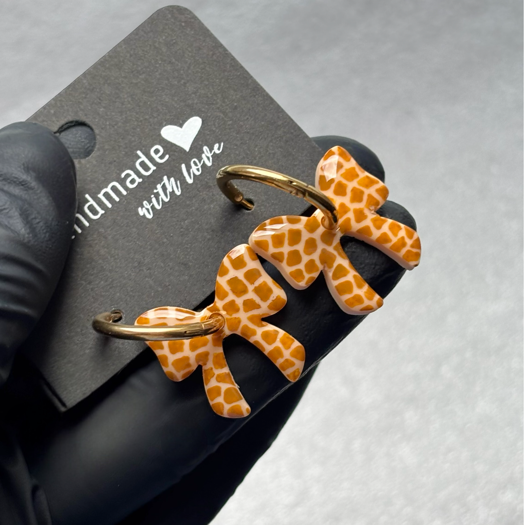 Créoles noeuds interchangeables motif girafe