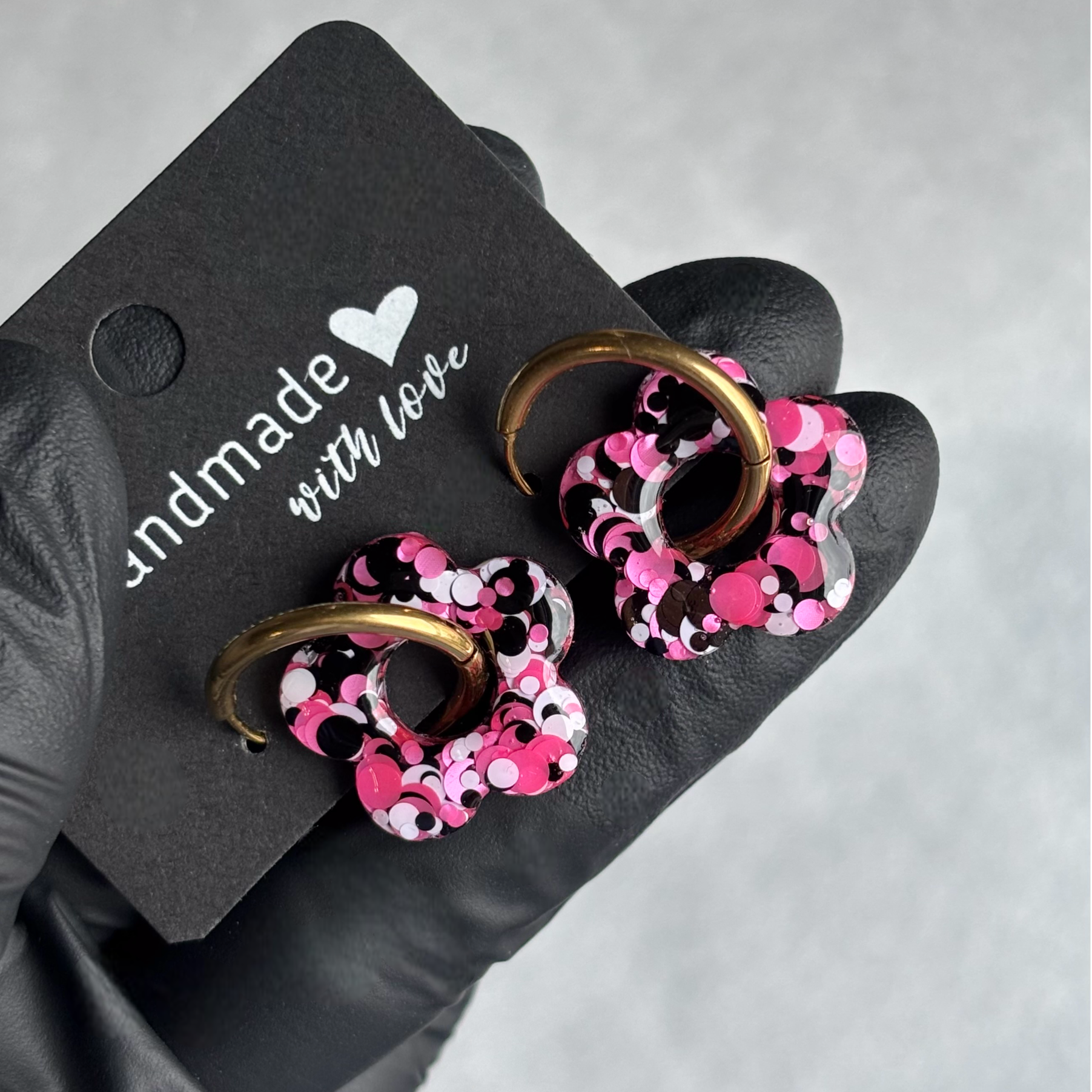 Créoles fleurs interchangeables confettis