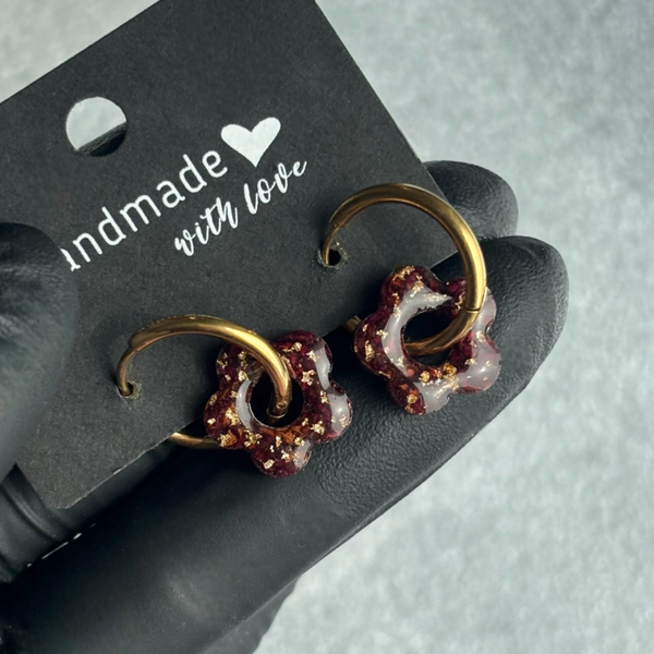 Créoles mini fleurs interchangeables pétales de roses