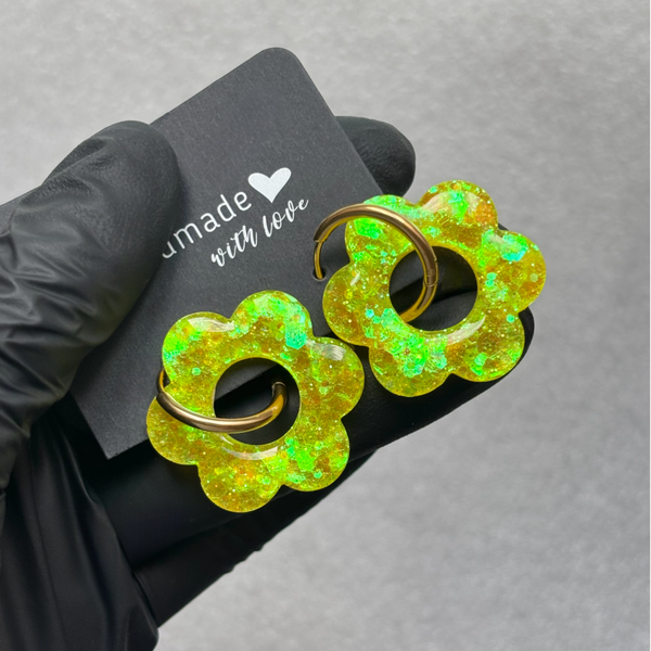 Créoles maxi fleurs interchangeables grandes paillettes