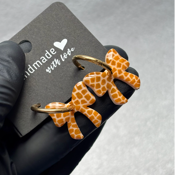 Créoles noeuds interchangeables motif girafe