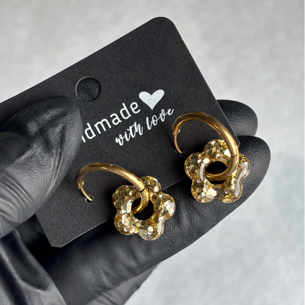 Créoles mini fleurs interchangeables paillettes moyennes