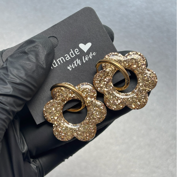 Créoles maxi fleurs interchangeables paillettes fines
