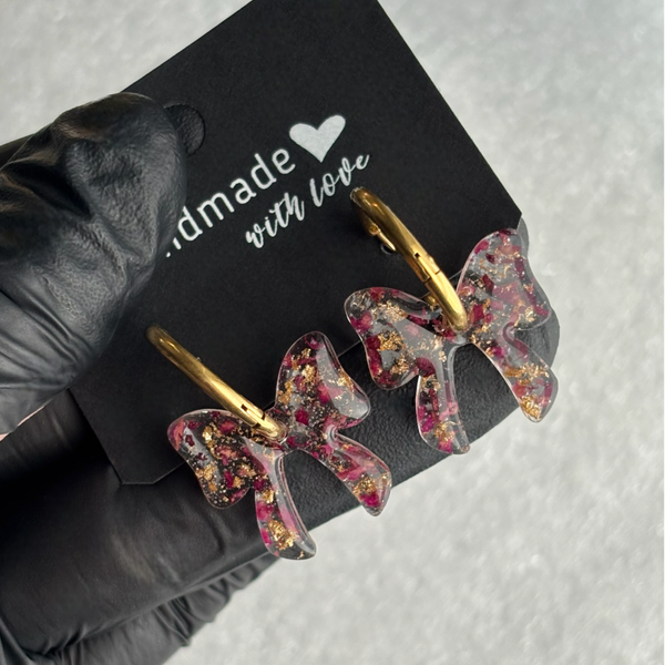 Créoles noeuds interchangeables pétales de roses