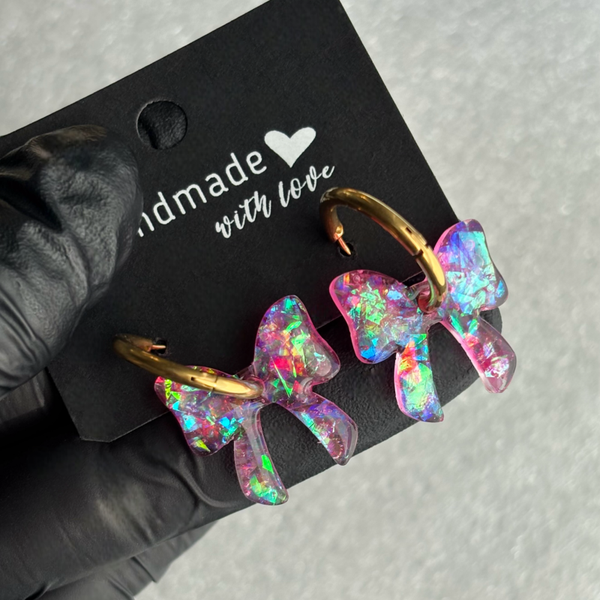 Créoles noeuds interchangeables feuilles holographiques