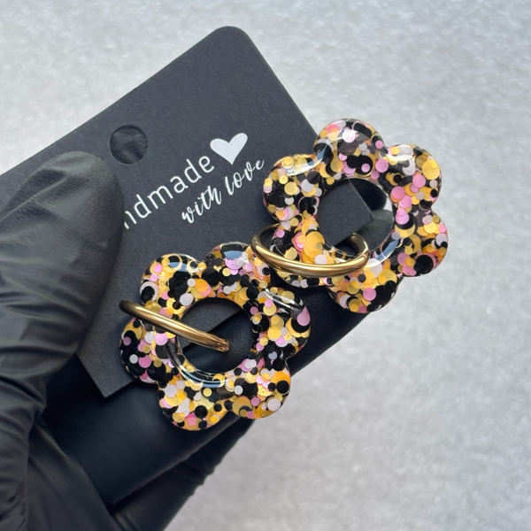 Créoles maxi fleurs interchangeables confettis
