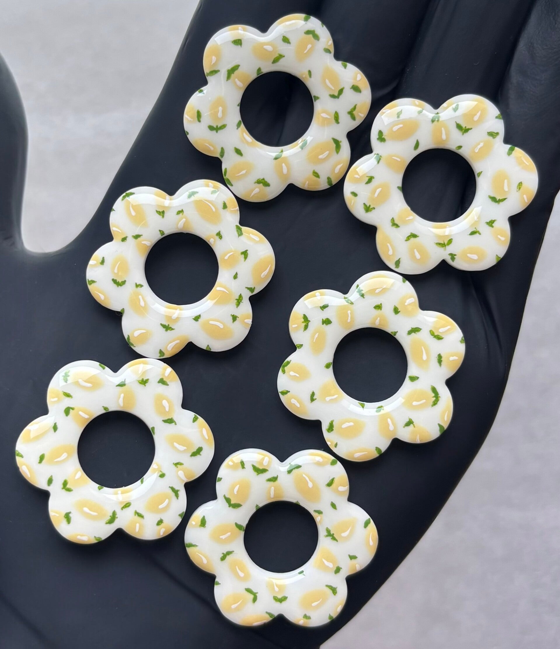 Créoles maxi fleurs interchangeables motif citrons