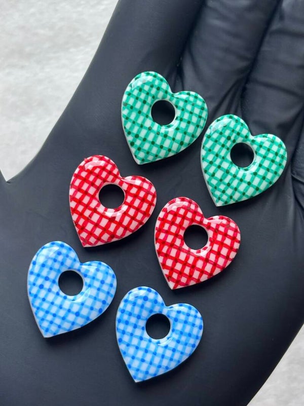 Créoles coeurs interchangeables motif vichy