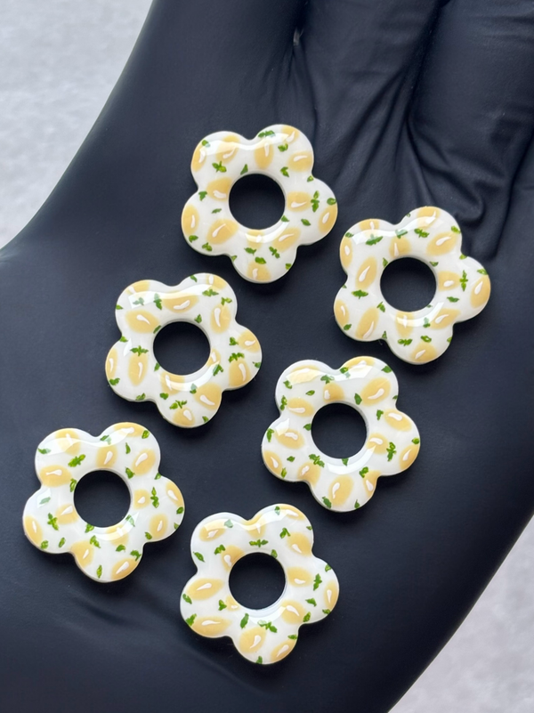 Créoles fleurs interchangeables motif citrons