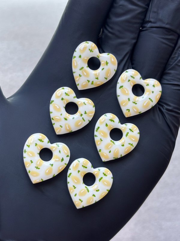 Créoles coeurs interchangeables motif citrons