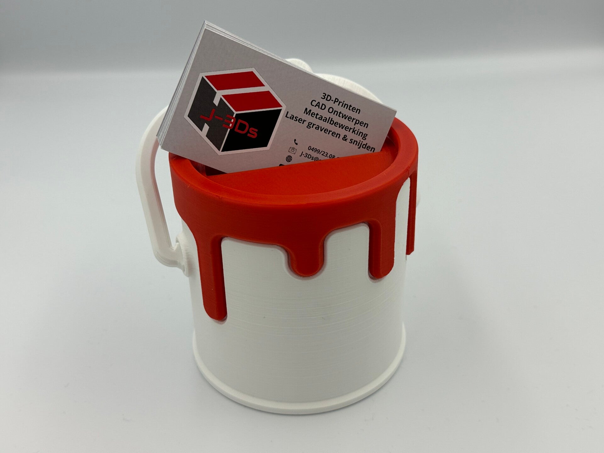 Visitekaarthouder verf - Verfpot- Wit Rood - Schilder