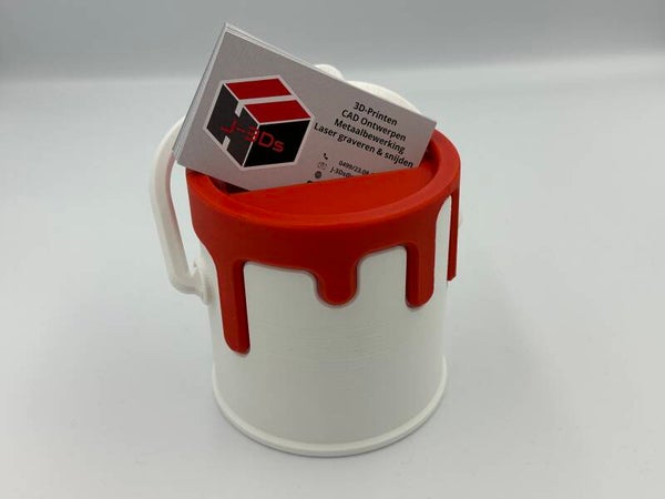 Visitekaarthouder verf - Verfpot- Wit Rood - Schilder