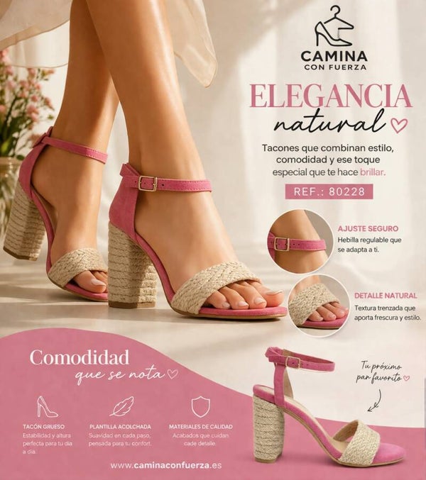 tacones fucsia y yute