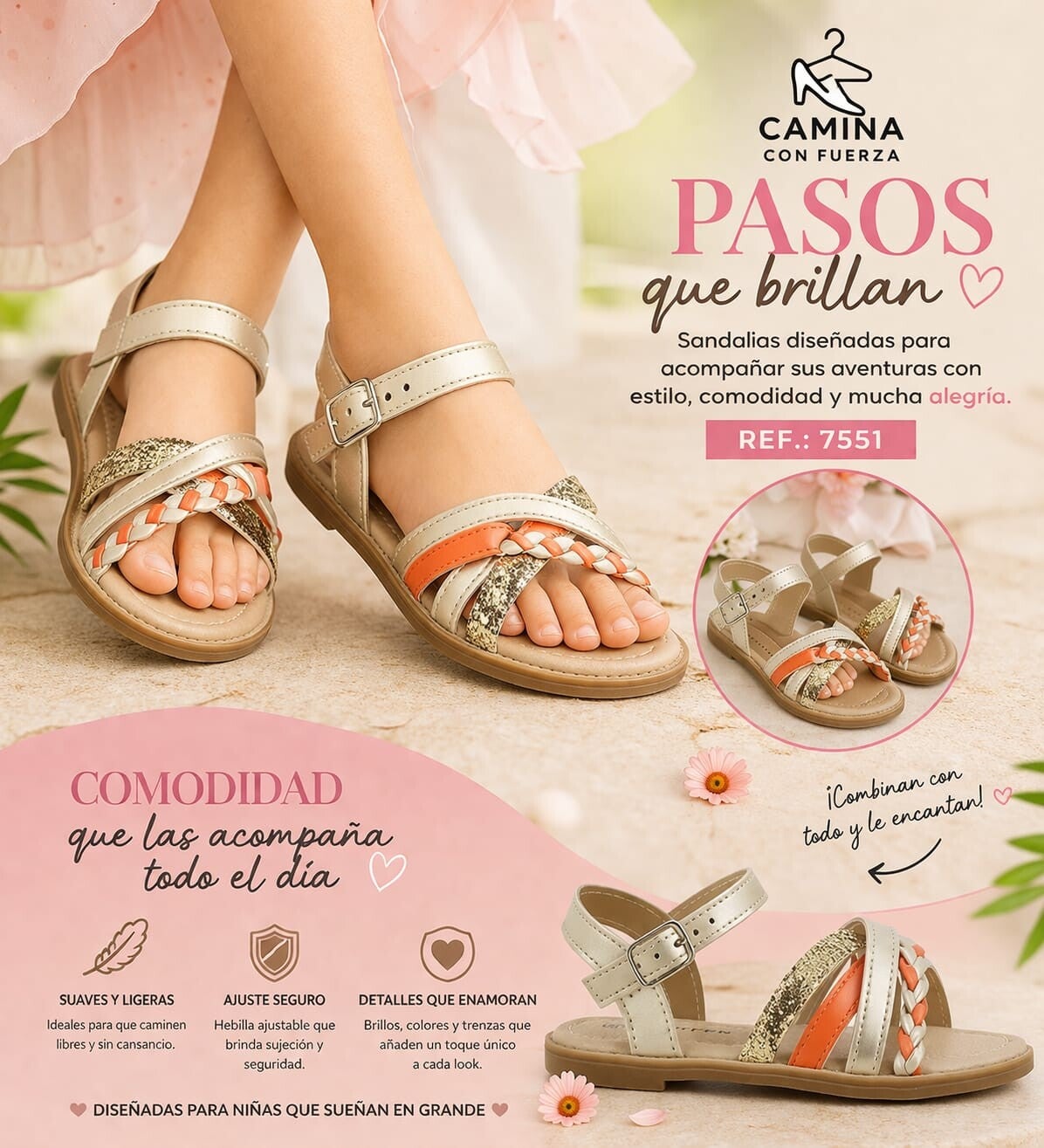 sandalias naranjas de niña