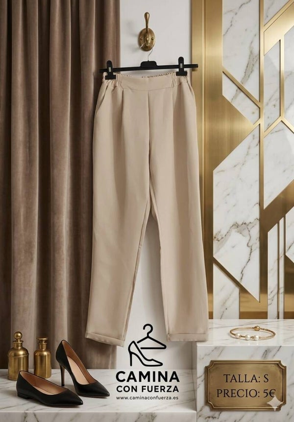 Pantalón pinza beige
