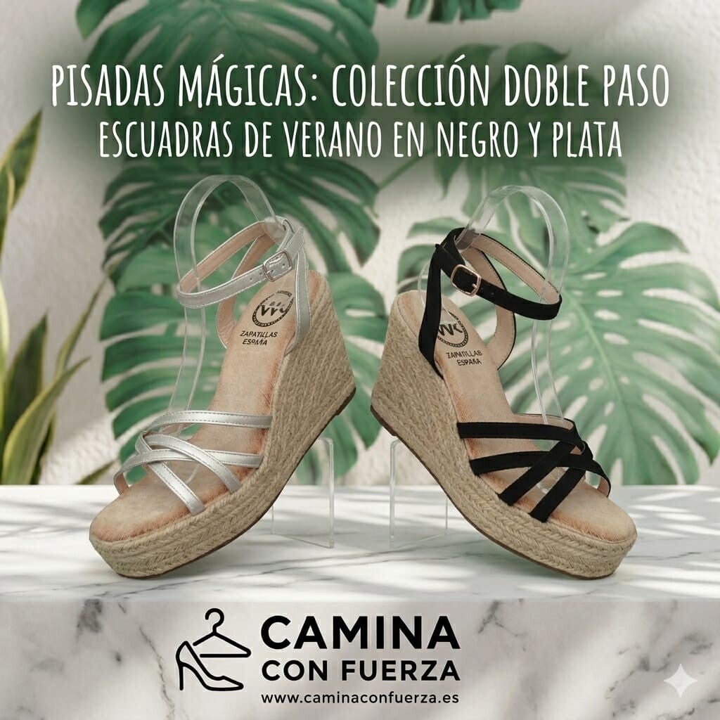 cuñas negras y plata