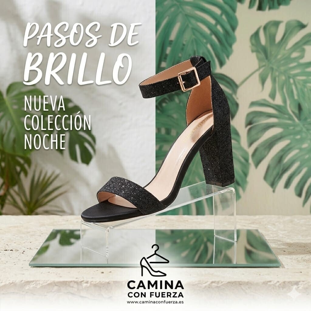 tacones negro brillo
