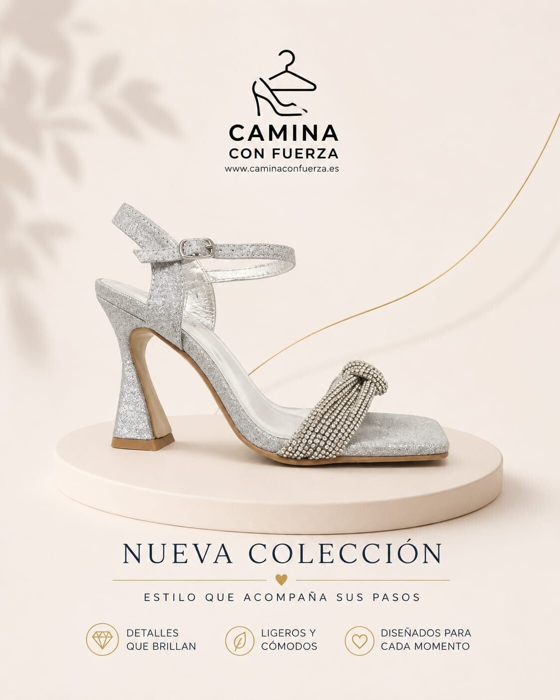 Tacones plata con brillos