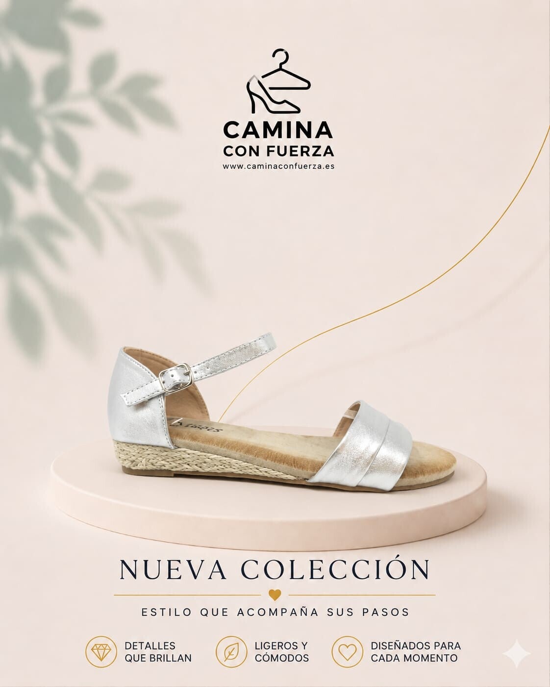 Sandalia plata con cuña