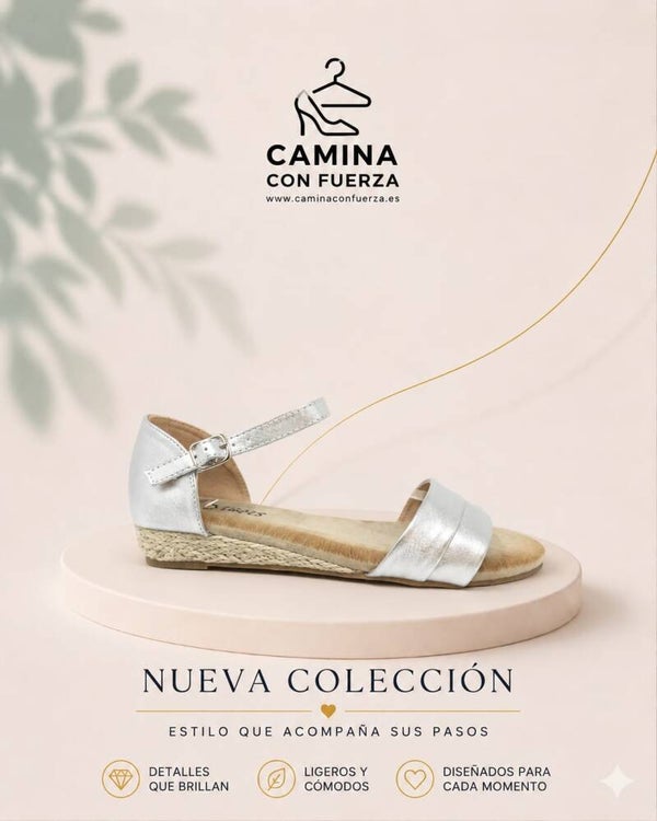 Sandalia plata con cuña