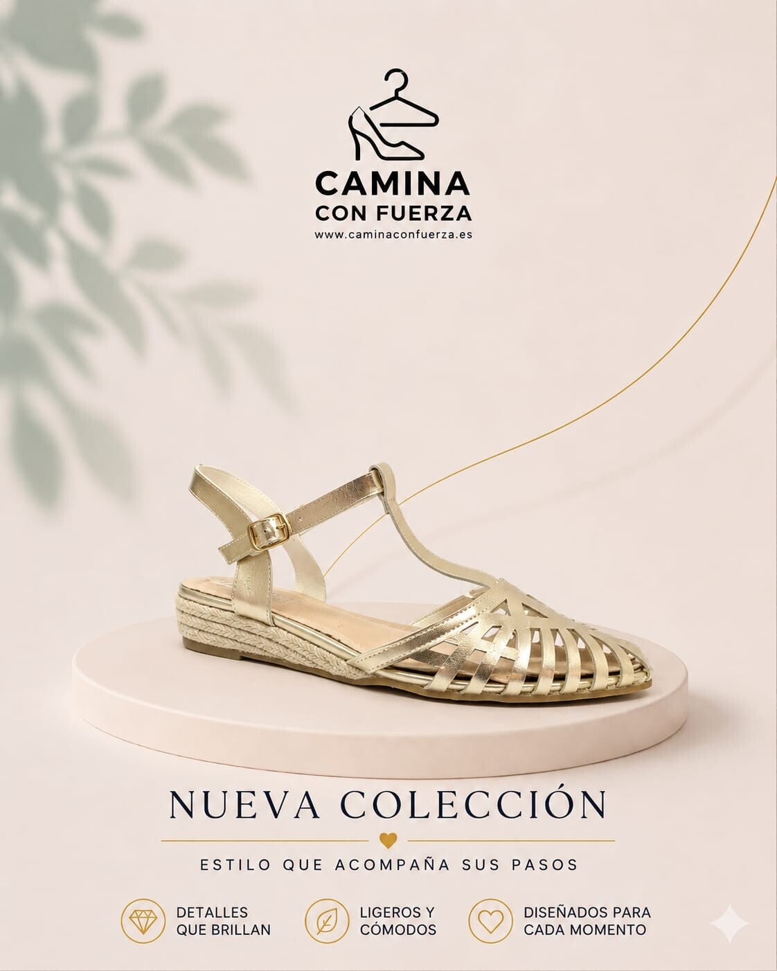Sandalias doradas de esparto