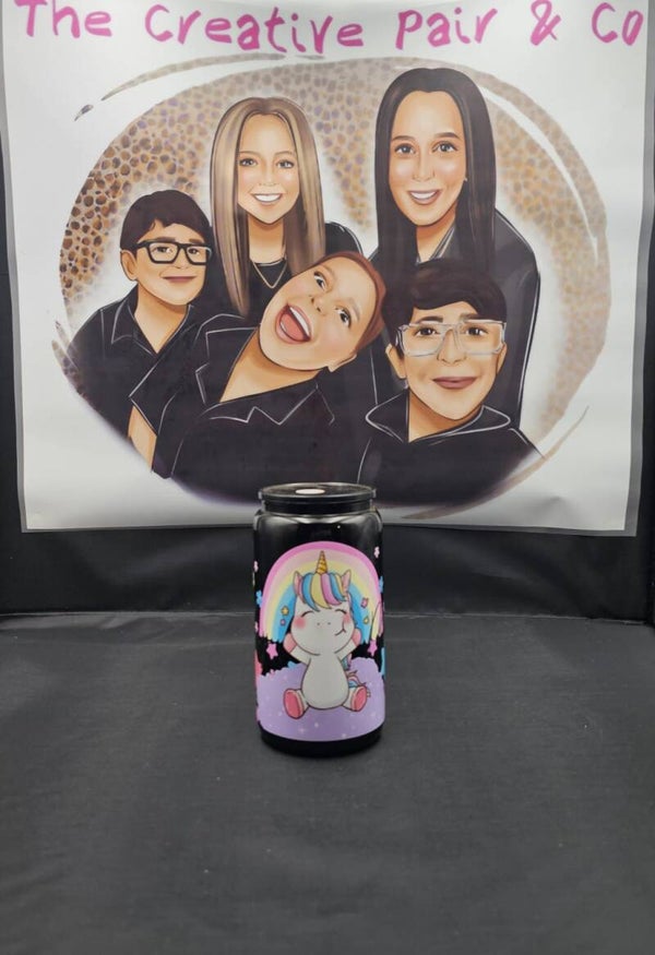 16oz Black Glass tumbler F'n magical Unicorn