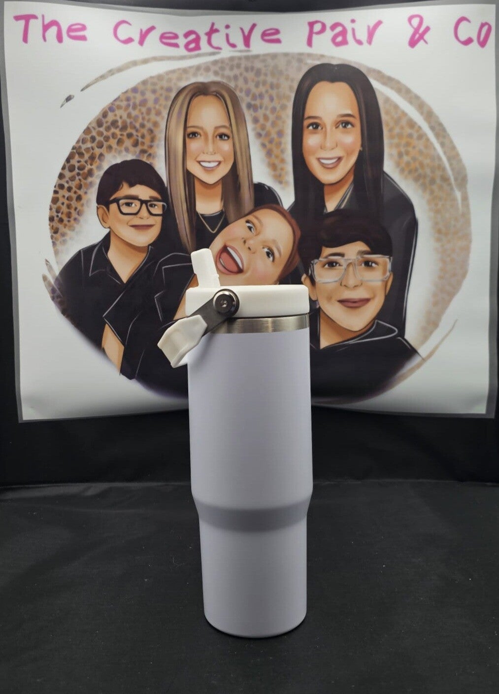 30oz Insulated Tumbler - white with carry handle