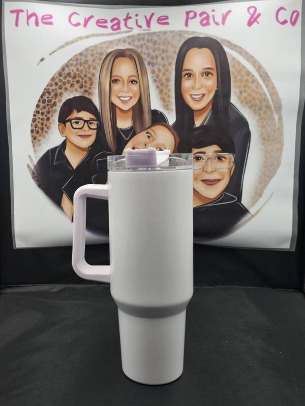 40oz Insulated Tumbler - white/light pink