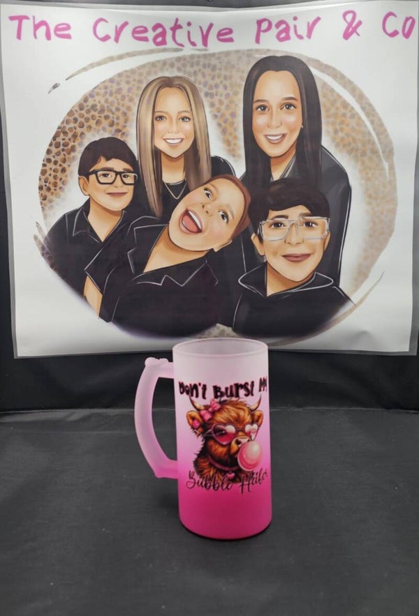 16oz Gradient pink beer stein