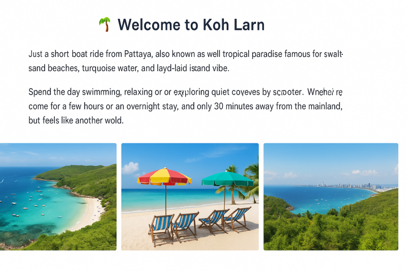 White sandy beach on Koh Larn island