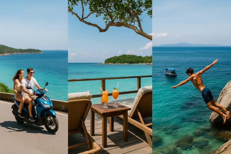 Aerial view of Koh Larn with turquoise sea