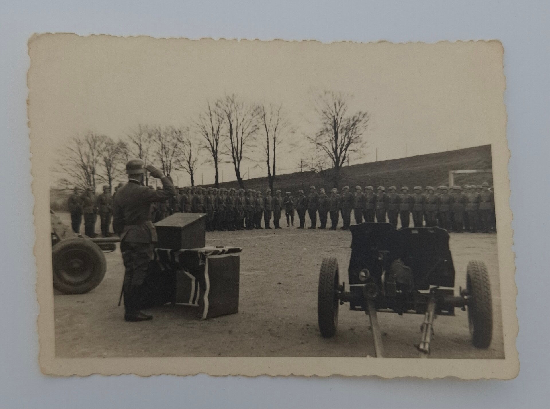 Original WW2 German Photo - Danzig 1940 (Text on Back) - Pak 36 Anti-Tank Gun Ceremony