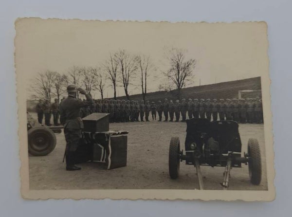 Original WW2 German Photo - Danzig 1940 (Text on Back) - Pak 36 Anti-Tank Gun Ceremony