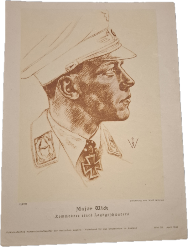 Originele WO2 Prent Major Helmut Wick – Wolf Willrich (1941)