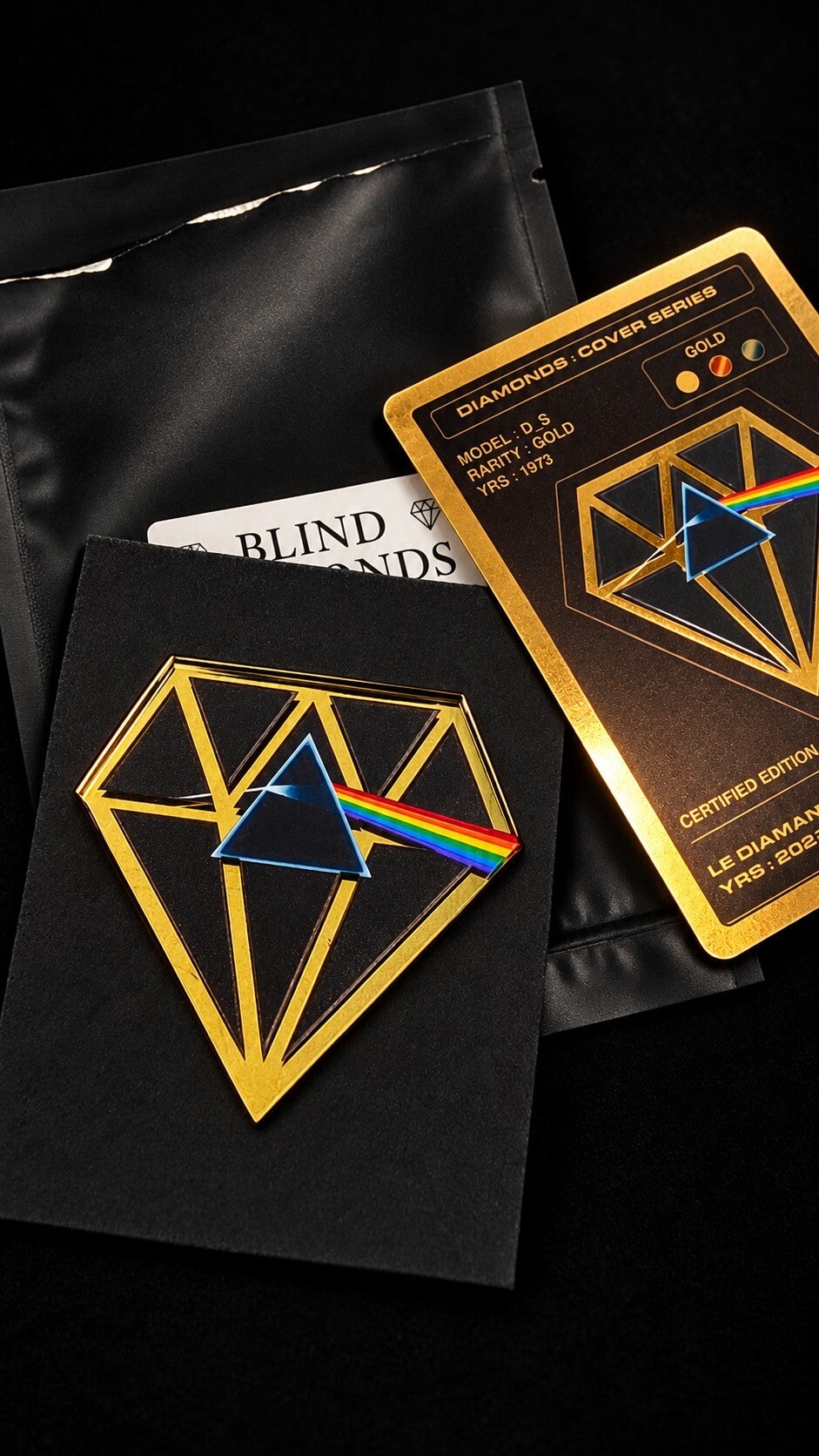 Le diamant au prisme de Pink Floyd, sa carte Gold et sa pochette