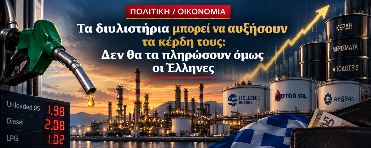Πολιτική Οικονομία - Τα διυλιστήρια μπορεί να αυξήσουν τα κέρδη τους: Δεν θα τα πληρώσουν όμως οι Έλληνες