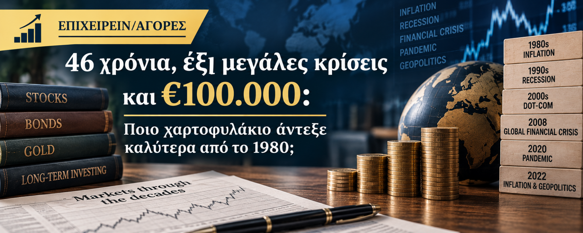 Επιχειρείν Αγορές - 46 χρόνια, έξι μεγάλες κρίσεις και 100.000 ευρώ - Ποιο χαρτοφυλάκιο άντεξε καλύτερα από το 1980