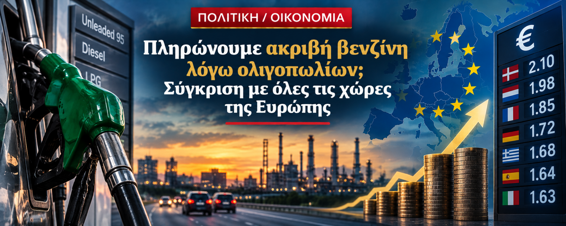 Πολιτική Οικονομία - Πληρώνουμε ακριβή βενζίνη λόγω ολιγοπωλίων; Σύγκριση με όλες τις χώρες της Ευρώπης