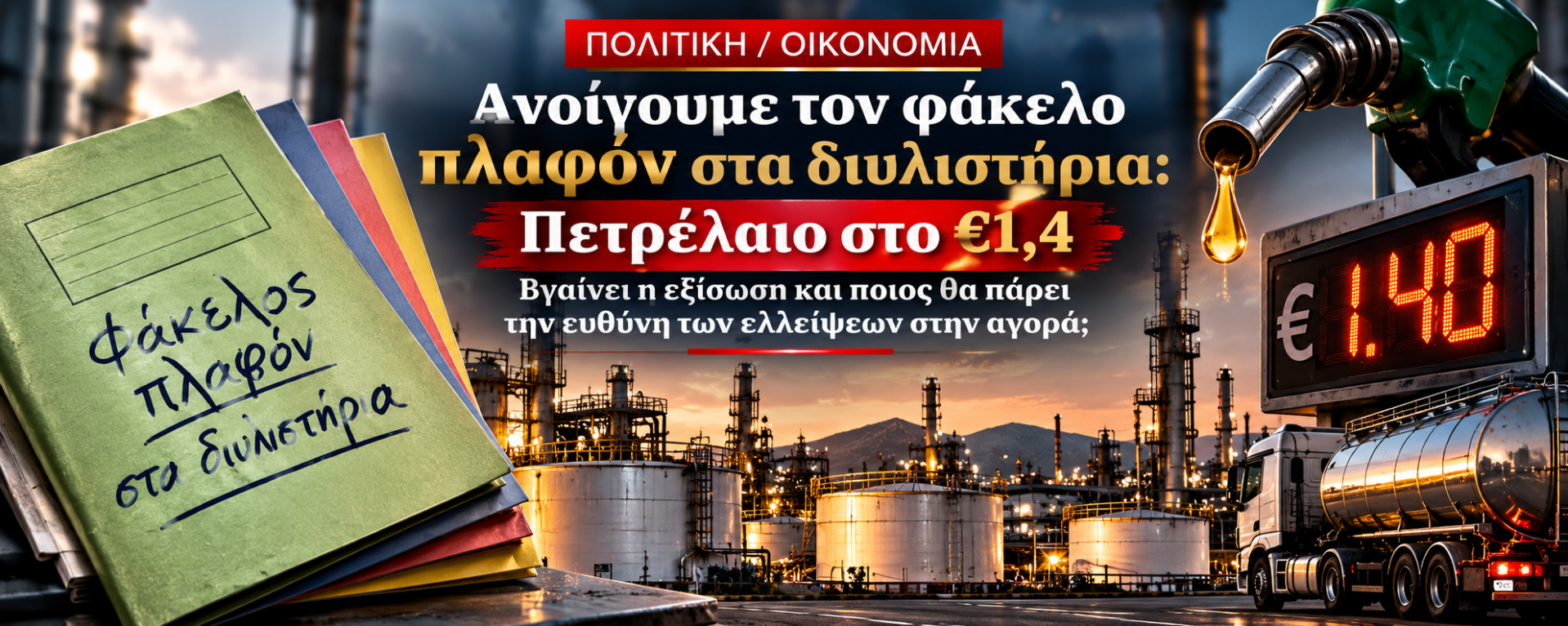 Πολιτική Οικονομία - Ανοίγουμε τον φάκελο πλαφόν στα διυλιστήρια - Πετρέλαιο στο €1,4