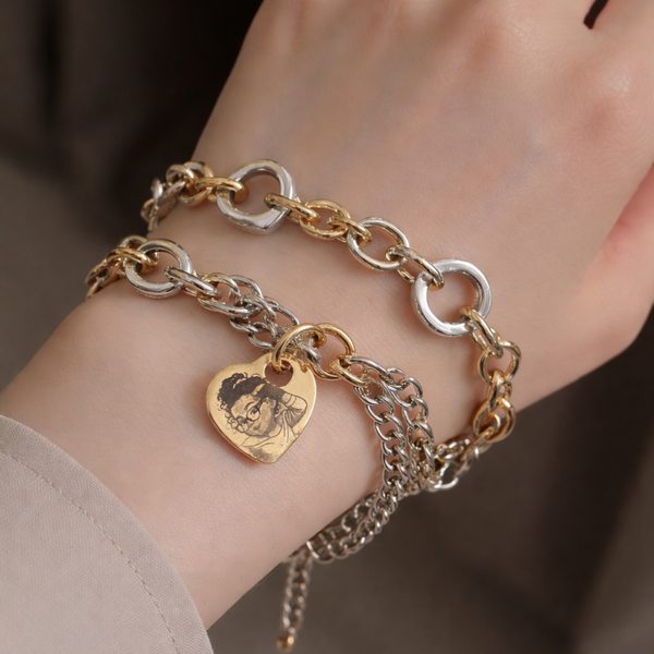Pulsera bicolor grabada