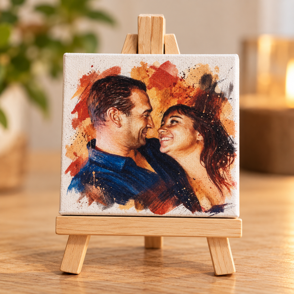 Mon P’tit Tableau – Mini toile personnalisée avec chevalet en bois