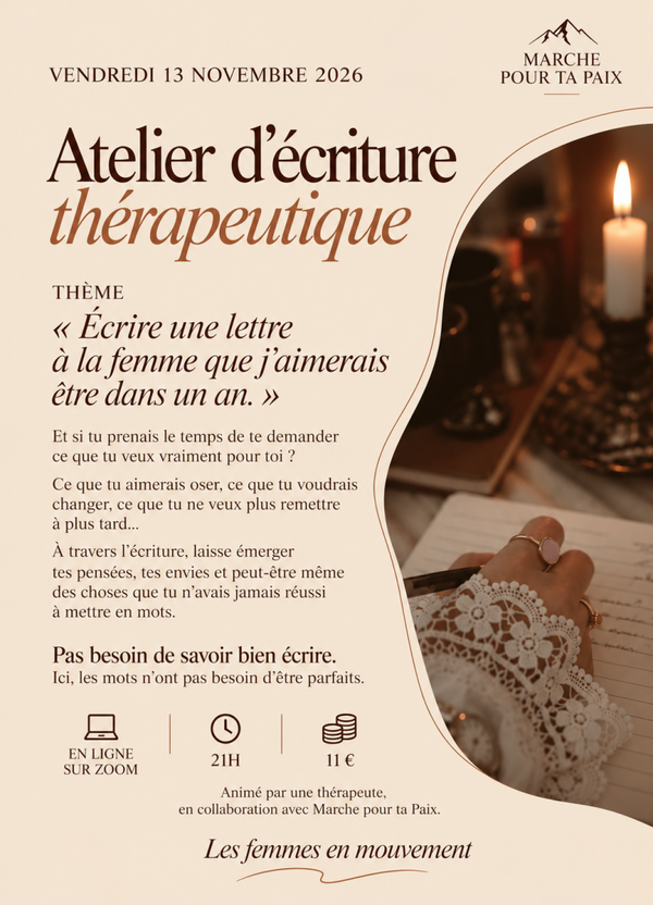 Atelier d’écriture thérapeutique – Vendredi 13 novembre à 21h