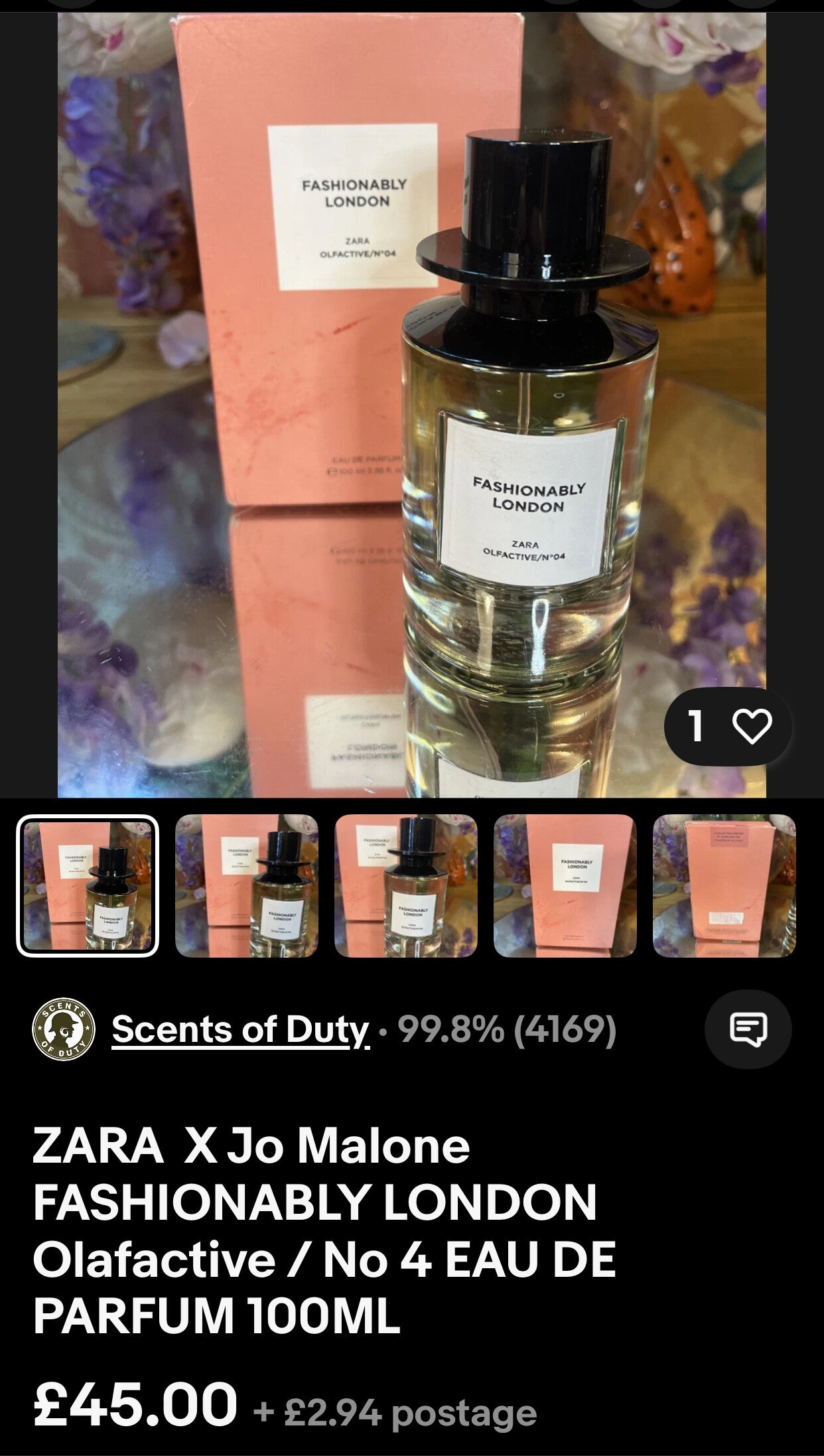 ZARA X Jo Malone FASHIONABLY LONDON Olafactive / No 4 EAU DE PARFUM 100ML £45.00